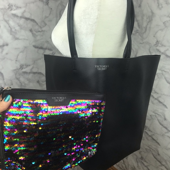 Victoria's Secret Handbags - Victoria’s Secret Tote & Clutch - Rainbow Sequins